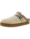 Moncler Mon Suede And Faux Shearling Slippers In Brown