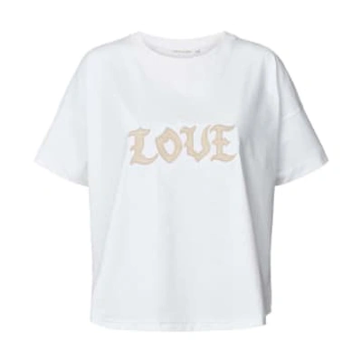 Rabens Saloner Margot Love T-shirt In White