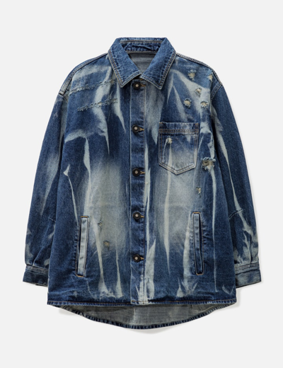 Ader Error Wrinkle Denim Shirt In Blue