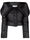 Alaïa Foldover-collar Crop Puffer Jacket In Black
