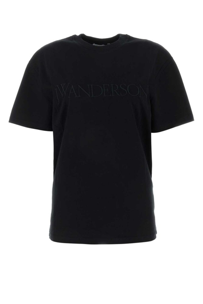 Jw Anderson Logo Embroidered Crewneck T In Black