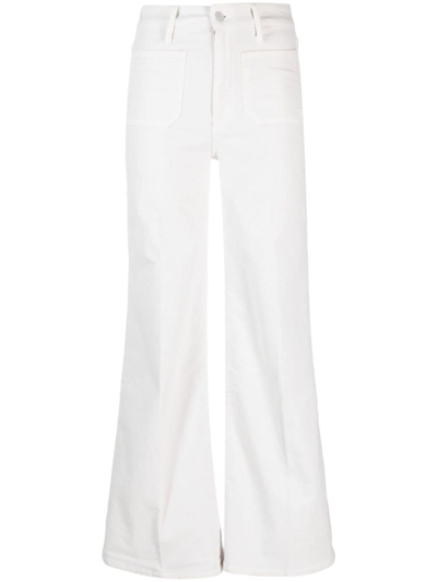 Mother Flared Cotton Trousers In White