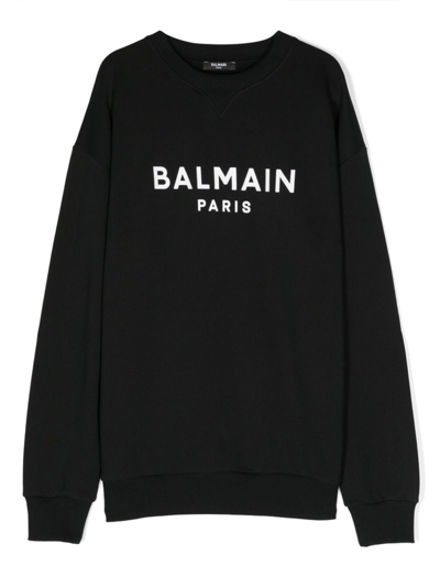 Balmain Logo-print Cotton Sweatshirt In Black