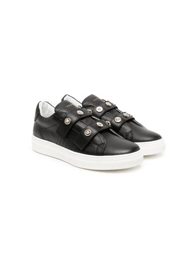 Versace Medusa Head Leather Trainers In 黑色