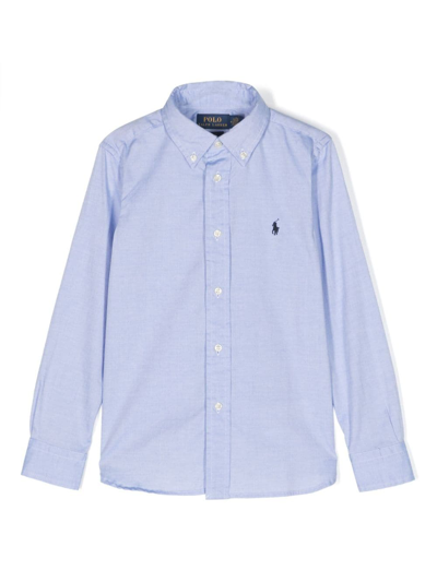 Ralph Lauren Kids' Polo Pony Cotton Shirt In 蓝色