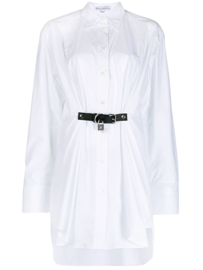 Jw Anderson Padlock Strap Shirt Dress In White