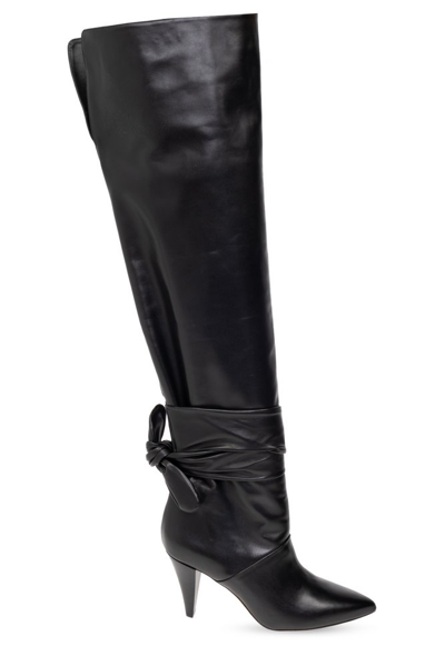 Iro 90mm Leather Knee-high Boots In Schwarz