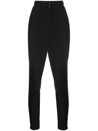 Dolce & Gabbana High-waist Slim-cut Trousers In Schwarz