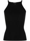 Courrèges Logo-embroidered Fine-knit Top In Black