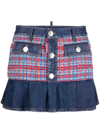 Dsquared2 Mini Skirt With Denim Trim And Ruffle In Blau