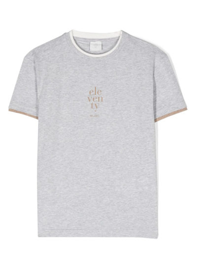 Eleventy Logo-print Cotton T-shirt In Grau