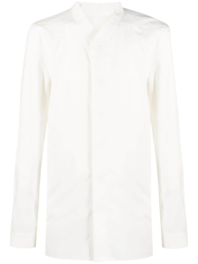 Rick Owens Concealed-fastening V-neck Shirt In Weiss