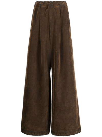 Miharayasuhiro Wide-leg Flocky-denim Trousers In Orange