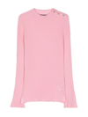 Versace Ribbed-knit Side-button Jumper In Rosa