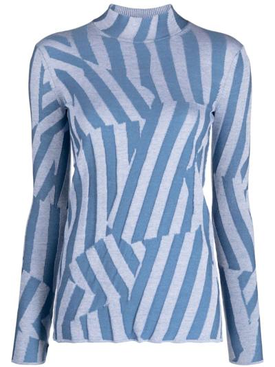 Kenzo Dazzle Stripe-pattern Wool-blend Jumper In Blue