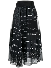 SACAI GRAPHIC-PRINT BELTED MIDI SKIRT