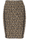Balmain Metallic Striped Eyelash Tweed Skirt In Gold