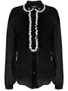 DSQUARED2 RUFFLED SHEER SILK BLOUSE