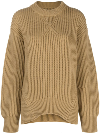Jil Sander Ribbed-knit Wool Jumper In Braun