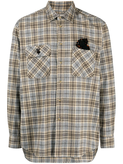 Doublet Checkered 3d-detail Shirt In Braun