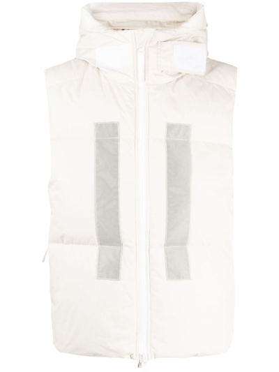 Stone Island Logo-print Hooded Quilted Gilet In White