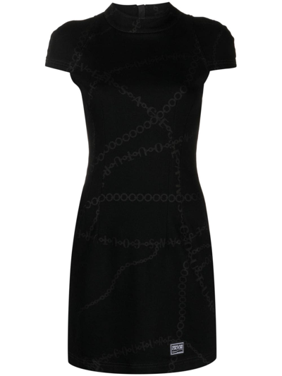Versace Jeans Couture Kleid Mit Logo In Black