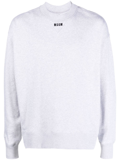Msgm Logo-print Cotton Sweatshirt In Grau