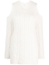 P.a.r.o.s.h Liquore Cold-shoulder Crochet Knit Sweater In Weiss