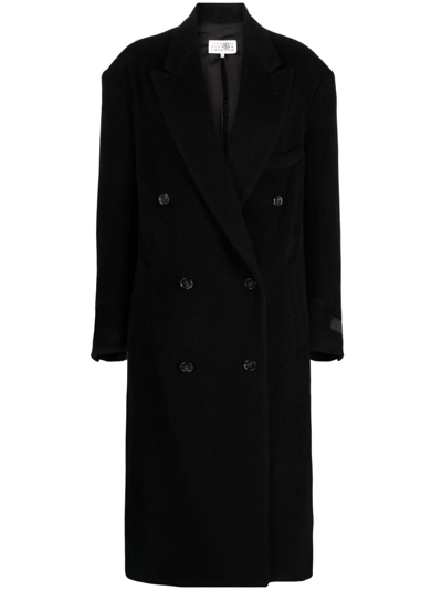 Mm6 Maison Margiela Double-breasted Coat In Schwarz