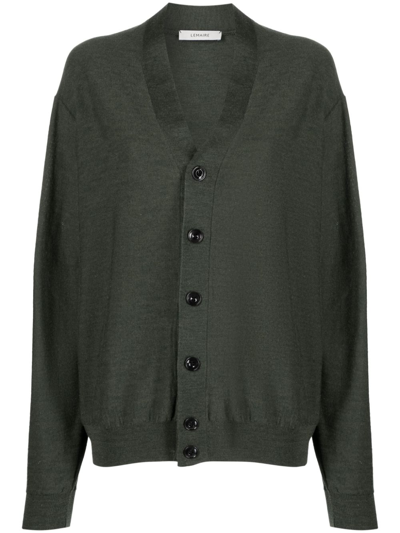 Lemaire Twisted Wool-blend Cardigan In Ivy Green