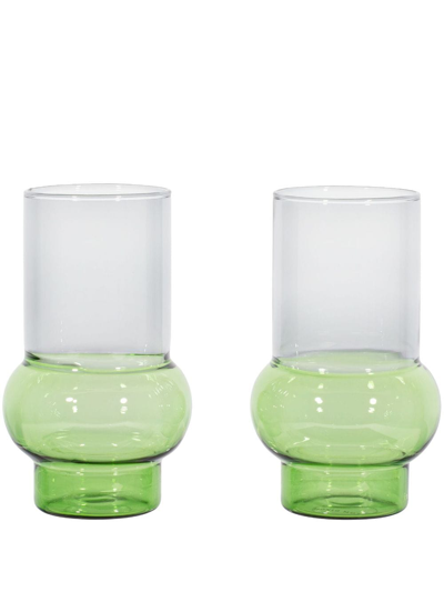 Tom Dixon Bump Tall Glasses (set Of Two) In Green