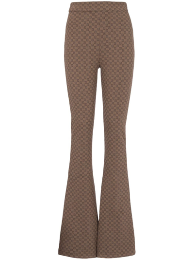 BALMAIN MINI MONOGRAM-PRINT FLARED TROUSERS