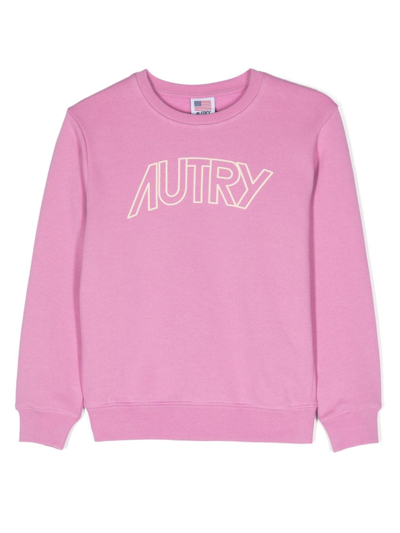 Autry Logo-print Cotton Sweatshirt In Rosa