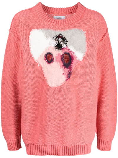 Doublet Intarsia-knit Wool-blend Jumper In Pink