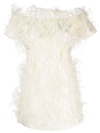 Cult Gaia Emi Feather Embellished Mini Dress In Neutrals