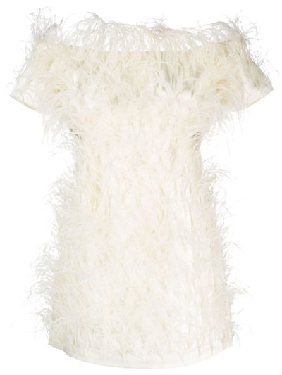 CULT GAIA FEATHER-DETAILING OFF-SHOULDER DRESS