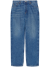 RE/DONE CONTRAST-STITCHING COTTON STRAIGHT-LEG JEANS