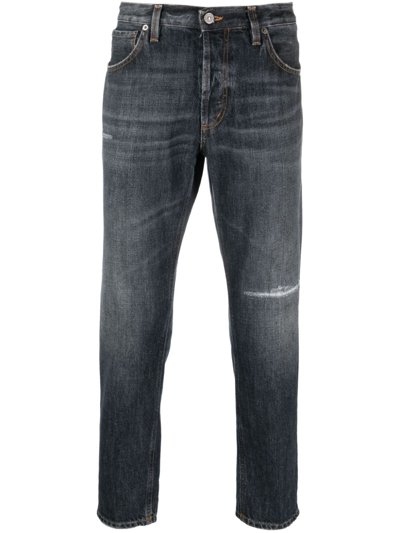 Dondup Distressed-effect Tapered Jeans In Blau