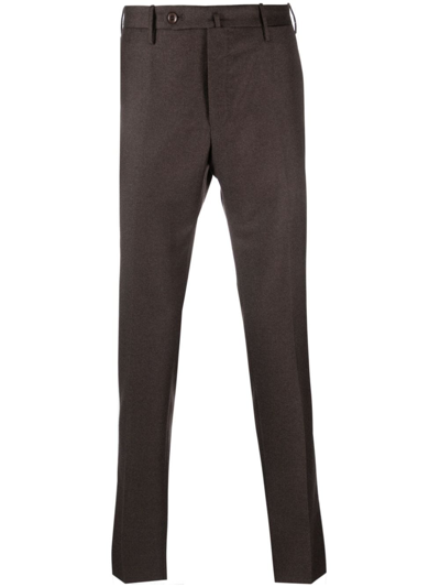 Incotex Low-rise Slim-cut Trousers In Braun