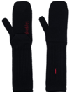 DOUBLET LOGO-EMBROIDERED RIBBED-KNIT GLOVES