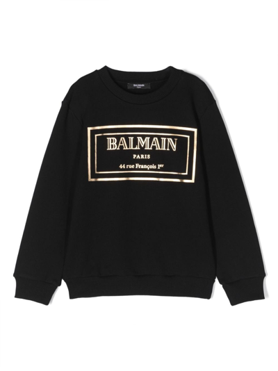 Balmain Logo-print Long-sleeved Jumper In Schwarz