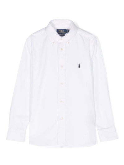 Ralph Lauren Kids' Polo Pony Cotton Shirt In White