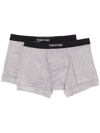 Tom Ford Set Of 2 Logo-waistband Cotton Boxer Briefs Clothing In Gray