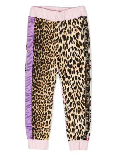 Roberto Cavalli Junior Kids' Mix-print Track Pants In Pink