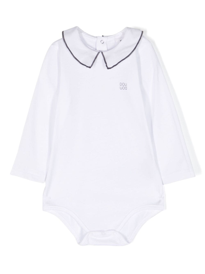 Douuod Babies' Logo-print Long-sleeve Body In White