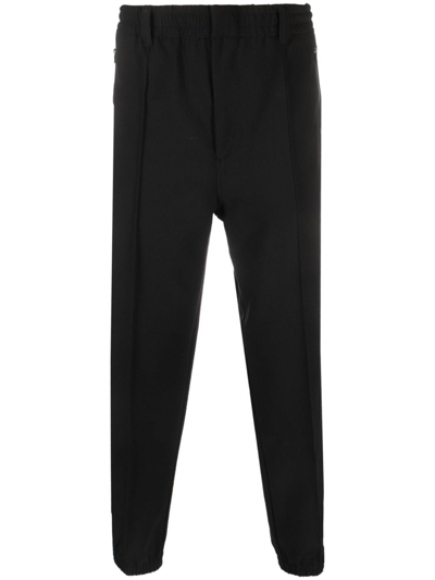 Emporio Armani Elasticated-waist Slim-cut Trousers In Black