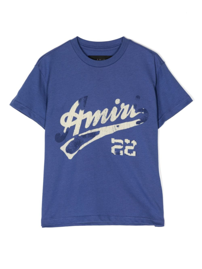 Amiri Kids' Logo-print Cotton T-shirt In Blue