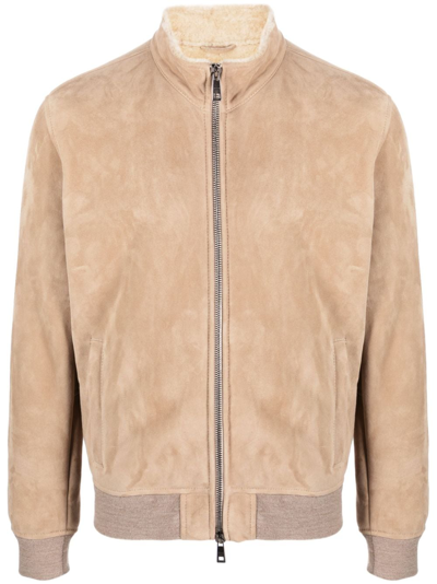 Giorgio Brato Suede Zip-up Jacket In Neutrals
