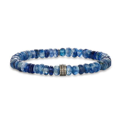 Sheryl Lowe Kyanite Bracelet With Pavé Diamond Rondelles In Blue