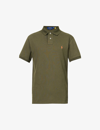 POLO RALPH LAUREN POLO RALPH LAUREN MEN'S DEFENDER GREEN SHORT-SLEEVED LOGO-EMBROIDERED CUSTOM-FIT COTTON-PIQUÉ POLO S